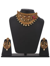 Designer Three Dimensional Floral Enameled Choker Necklace Set