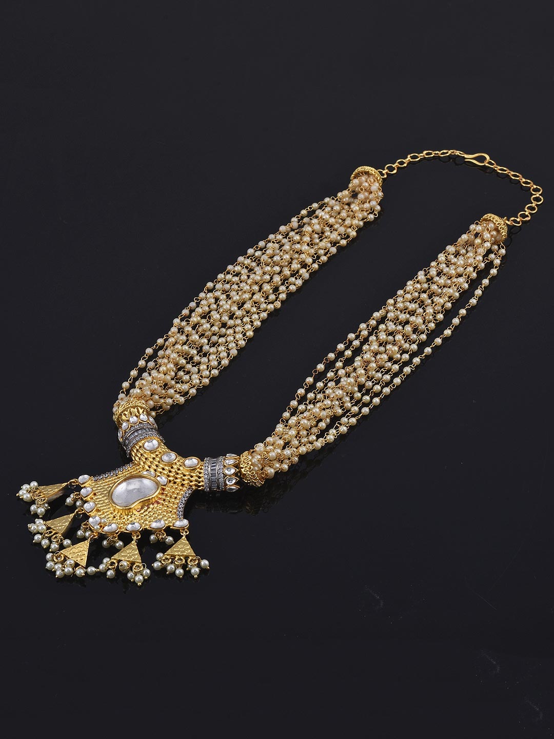 Kundan Polki and American Diamonds Fusion Gold Plated Necklace Set