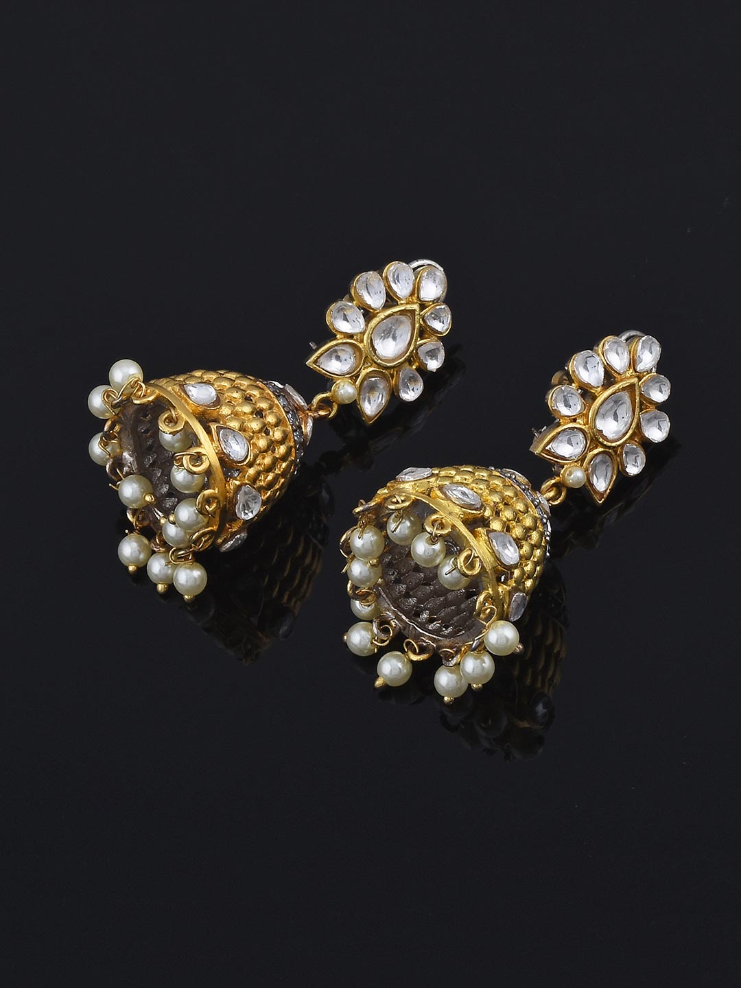 Kundan Polki and American Diamonds Fusion Gold Plated Necklace Set