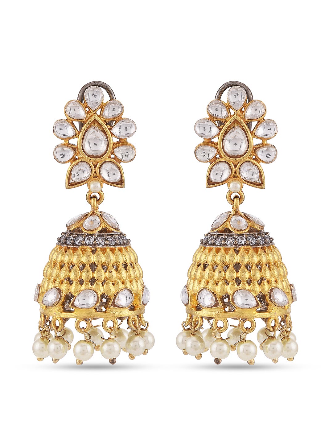 Kundan Polki and American Diamonds Fusion Gold Plated Necklace Set