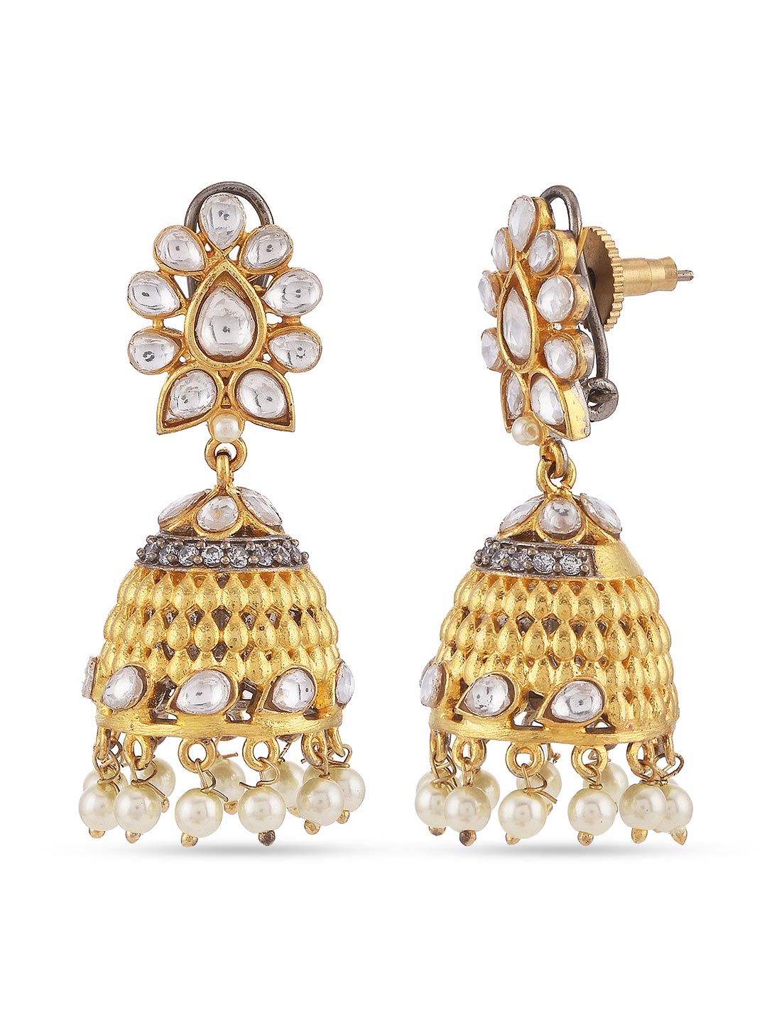 Kundan Polki and American Diamonds Fusion Gold Plated Necklace Set