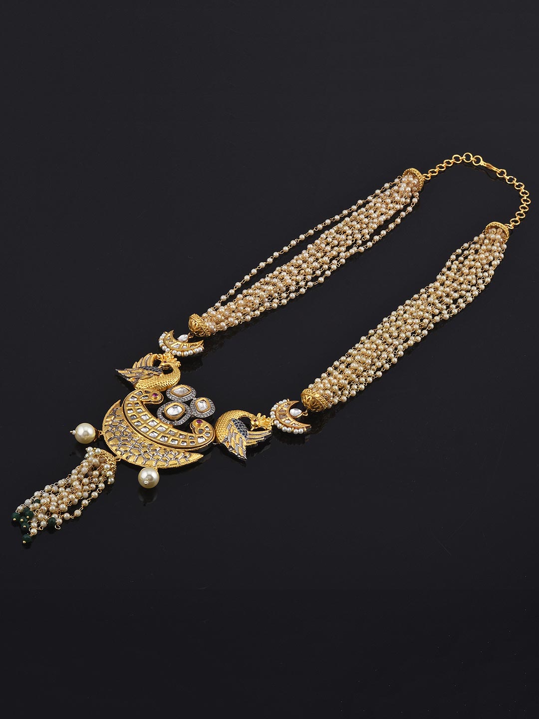 Peacock Designer Kundan Polki Pearls Necklace Set