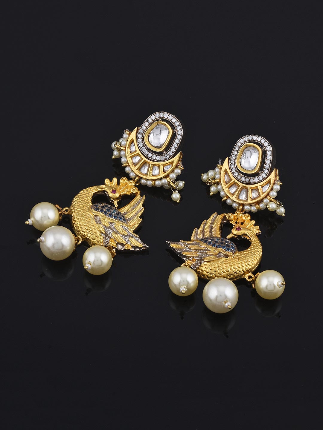 Peacock Designer Kundan Polki Pearls Necklace Set