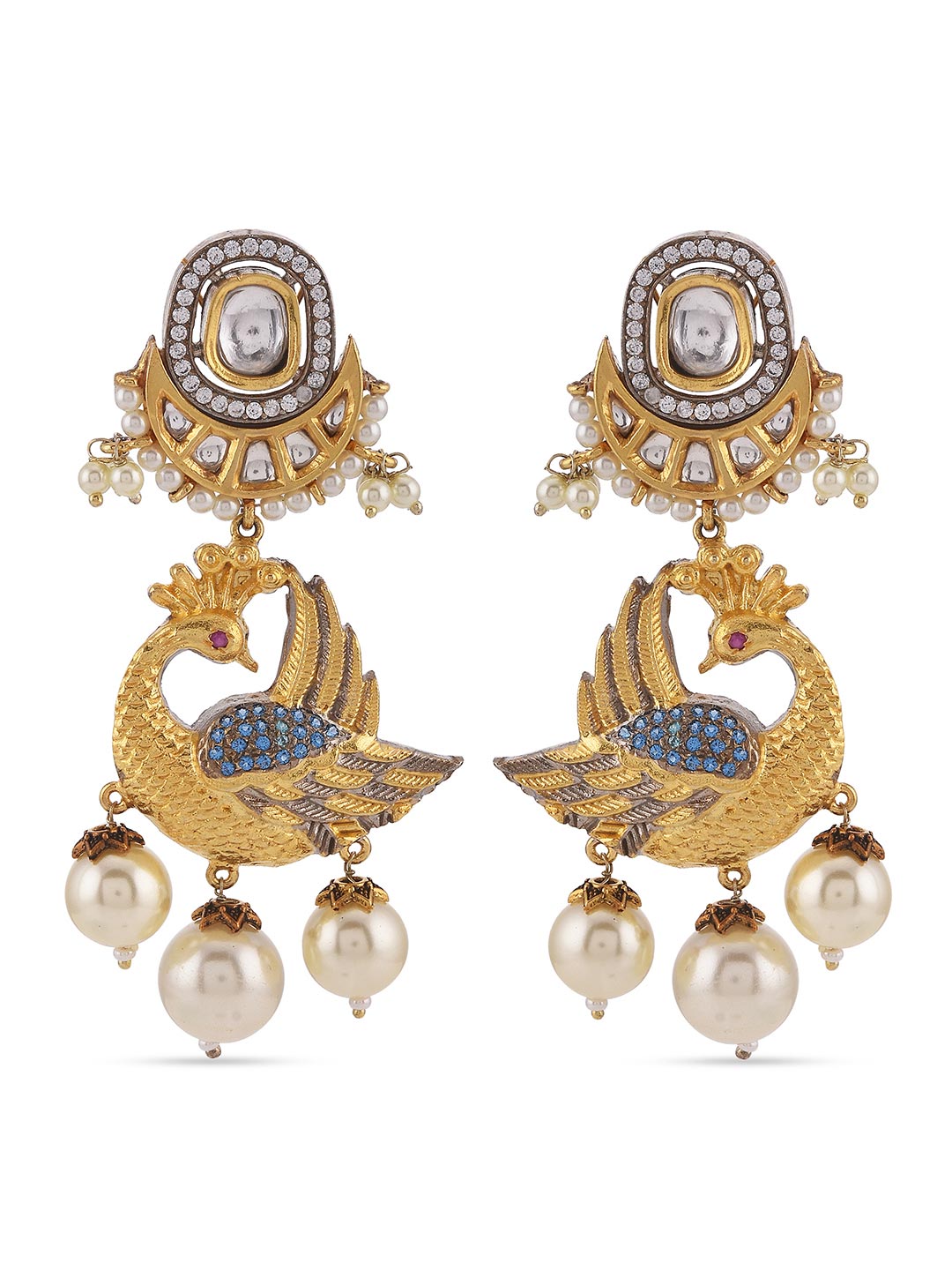 Peacock Designer Kundan Polki Pearls Necklace Set