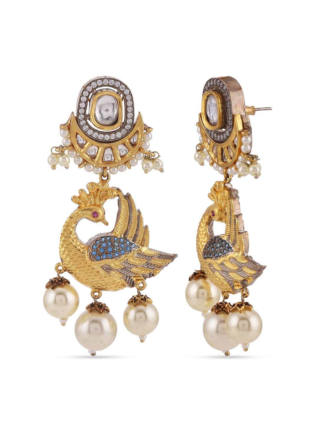 Peacock Designer Kundan Polki Pearls Necklace Set