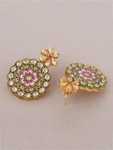 Floral Hand Made Green Meenakari Necklace Set