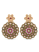 Floral Hand Made Green Meenakari Necklace Set