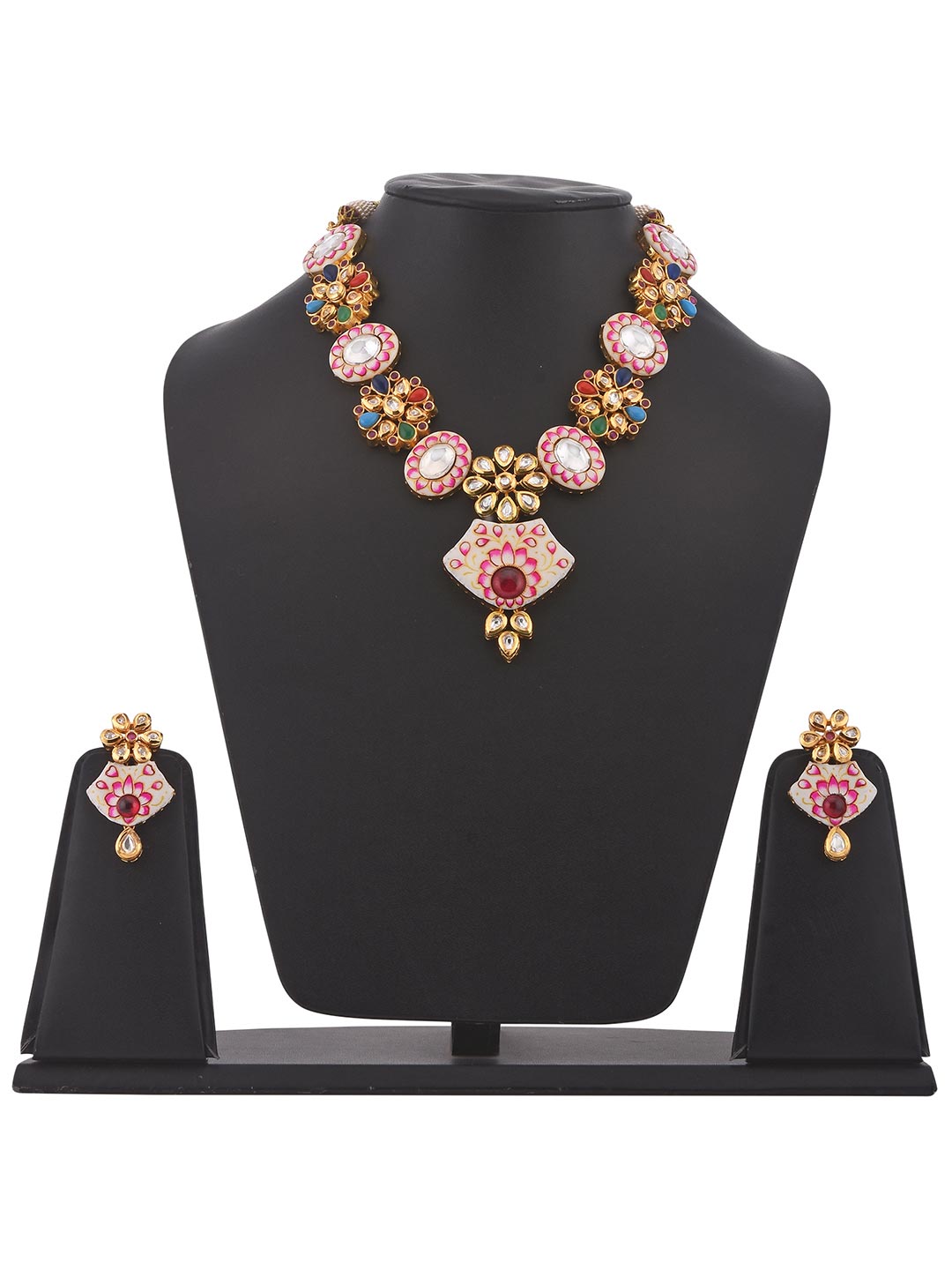 Traditional Navratan And Meenakari Necklace Set