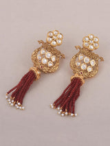 Traditional Kundan Meena Pearls and Red Beads Necklace Set