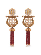 Traditional Kundan Meena Pearls and Red Beads Necklace Set