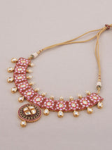 Traditional Hand Painted Red Meenakari Polki Necklace Set