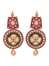 Traditional Hand Painted Red Meenakari Polki Necklace Set