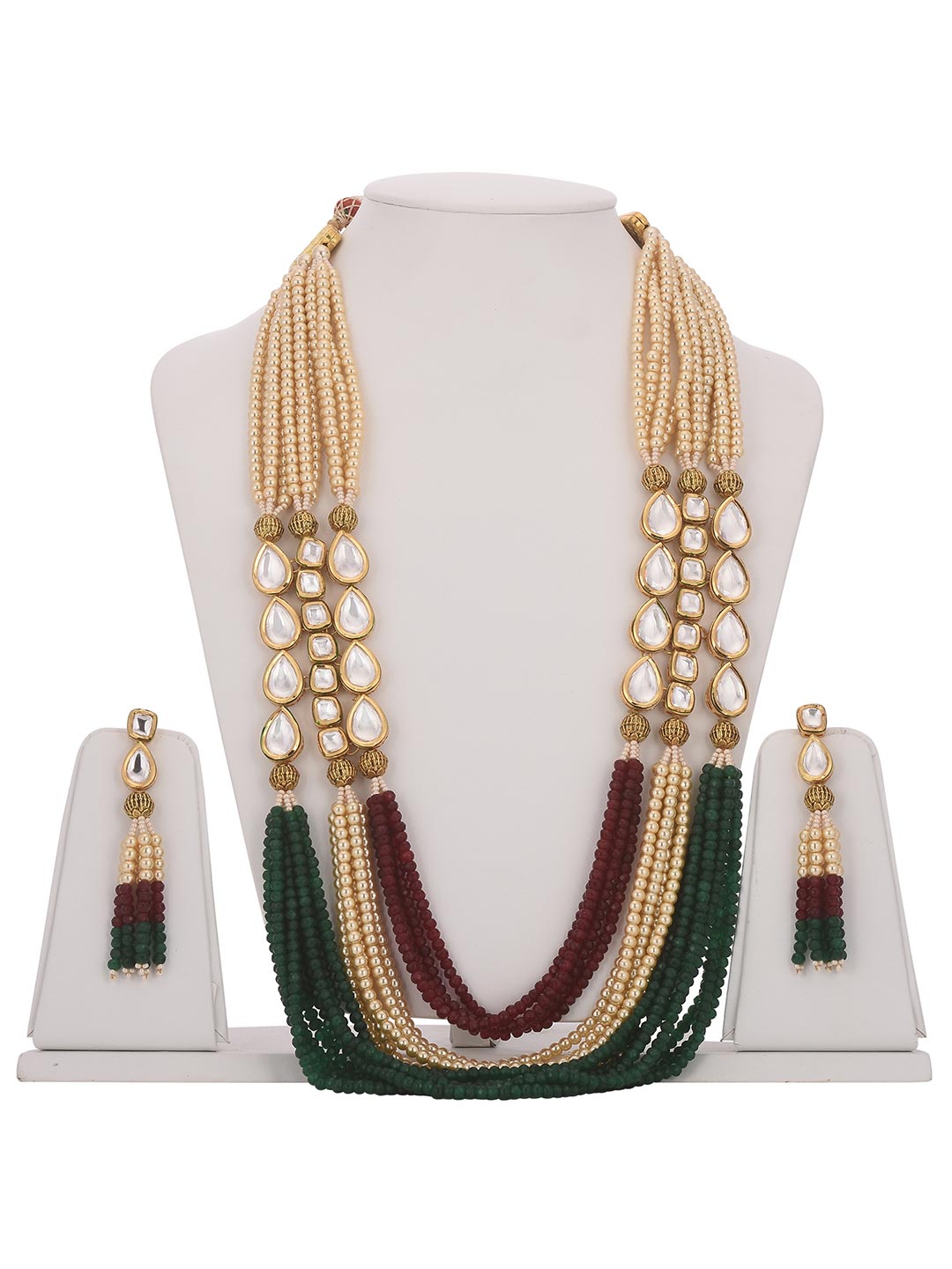 Panna Manak Moti Kundan Meena Heavy Necklace Set
