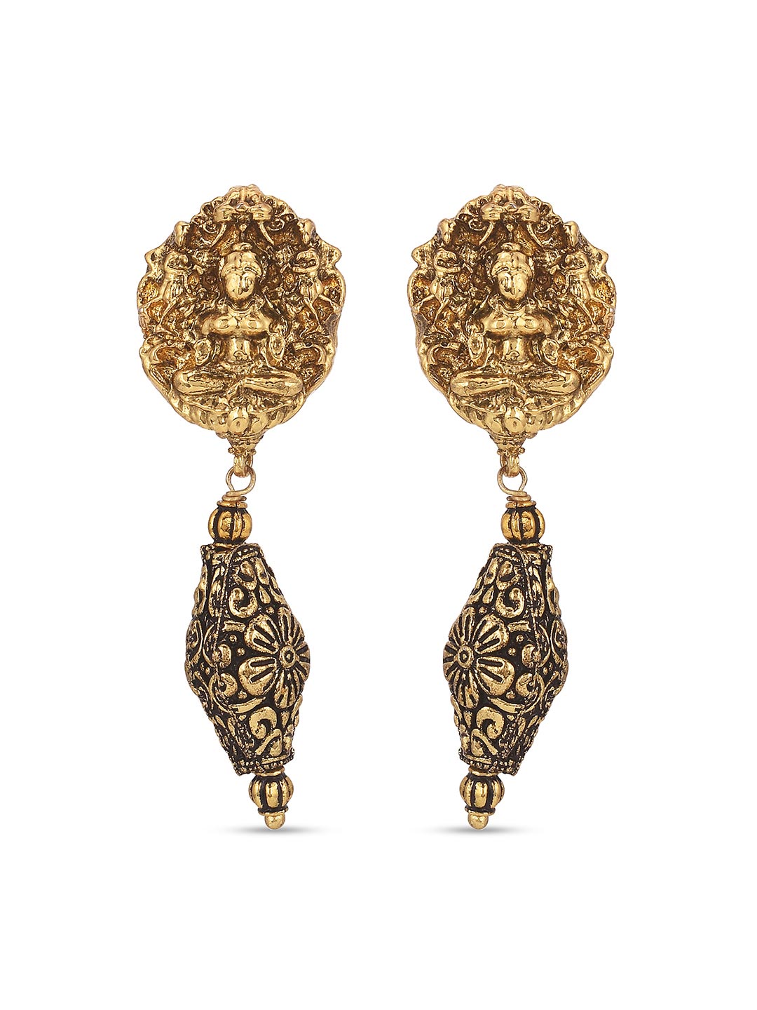 Golden Goddess Laxmi Antique Necklace Set