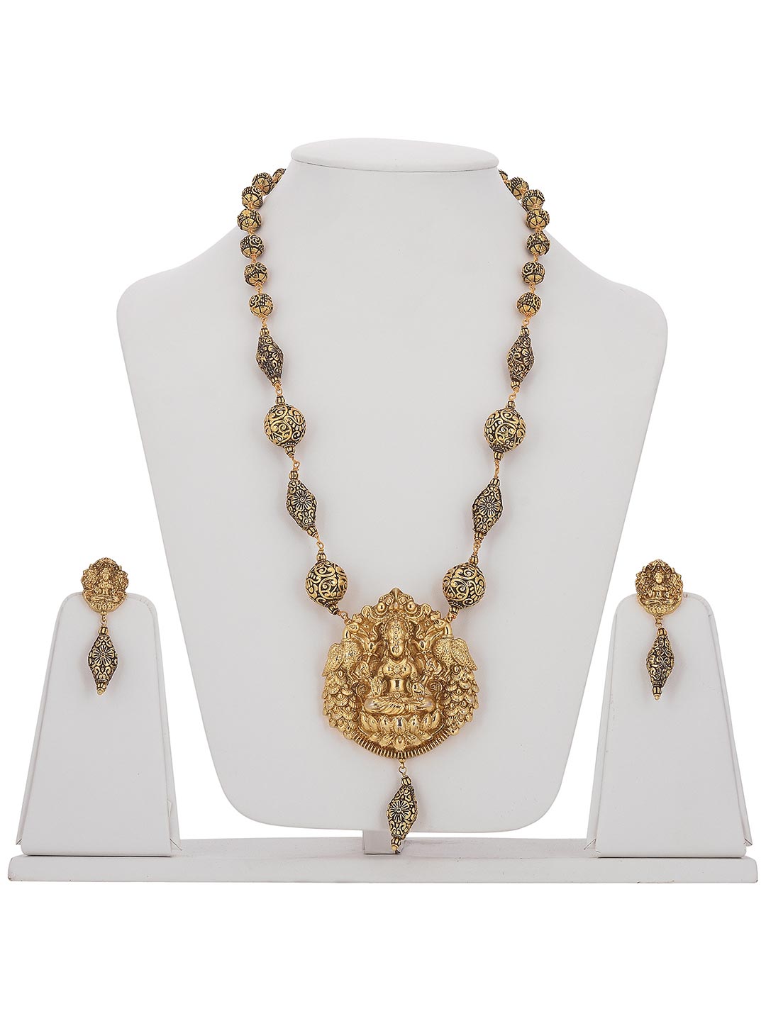 Golden Goddess Laxmi Antique Necklace Set