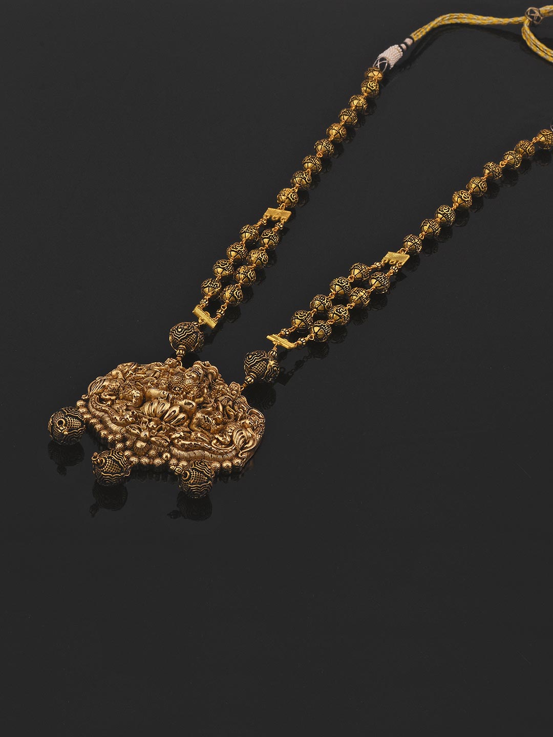 Golden Goddess Laxmi Antique Religious Necklace Set