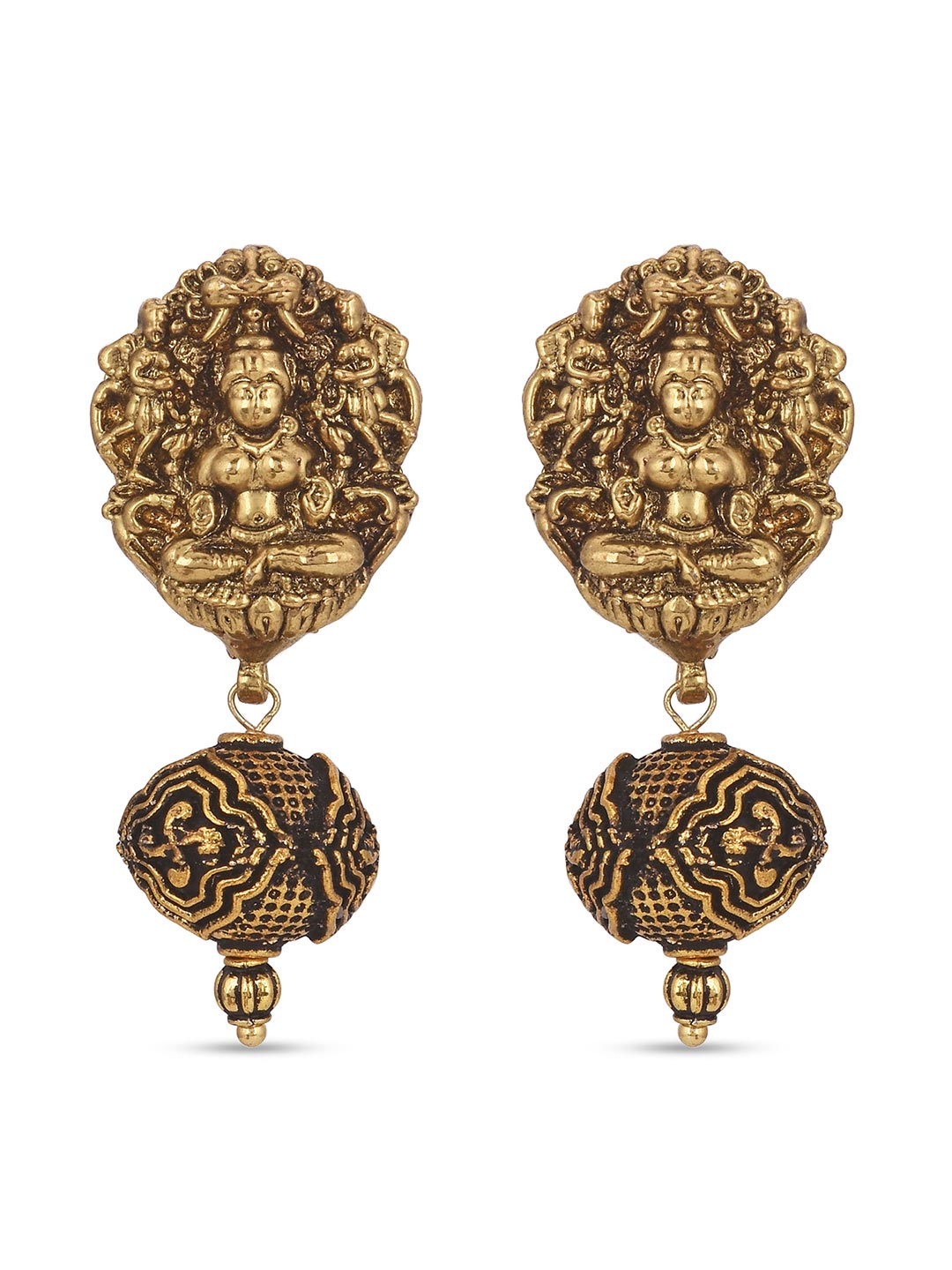Golden Goddess Laxmi Antique Religious Necklace Set