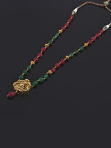 Religious Goddess Laxmi and Red Green Stones Necklace Set