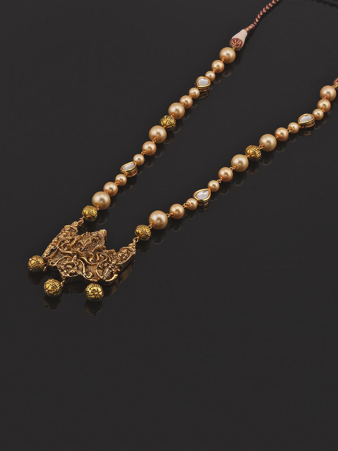 Krishna Pendant with Kundan Stones and Pearls Necklace Set