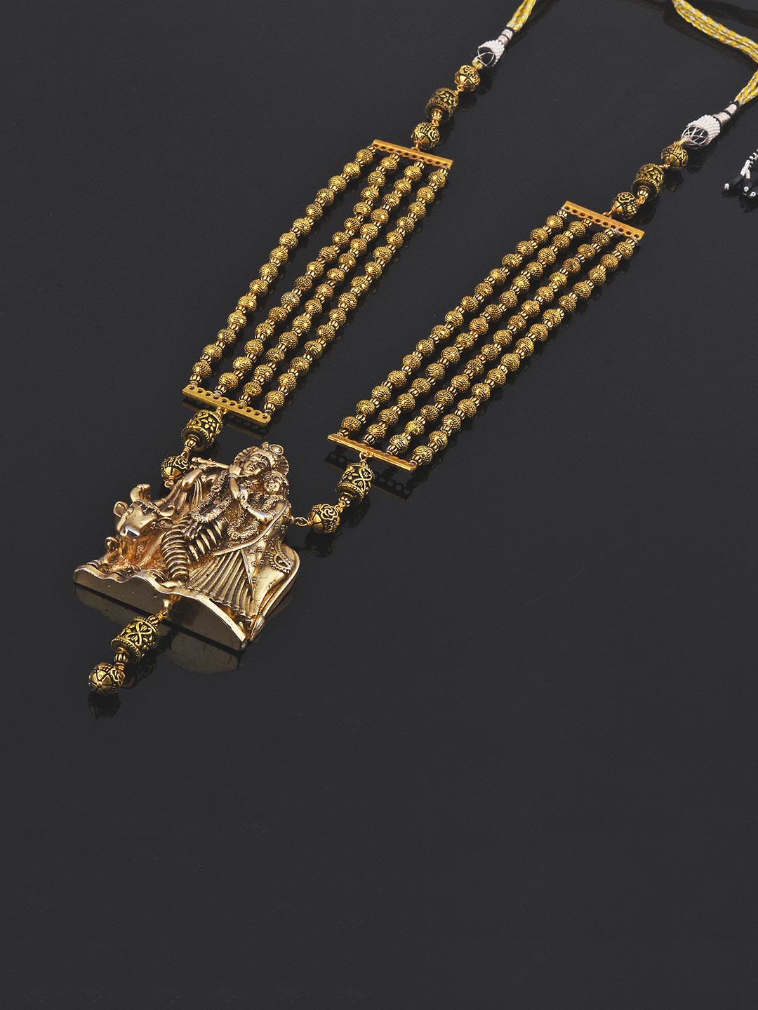 Golden Radhe Krishna Religious Necklace Set