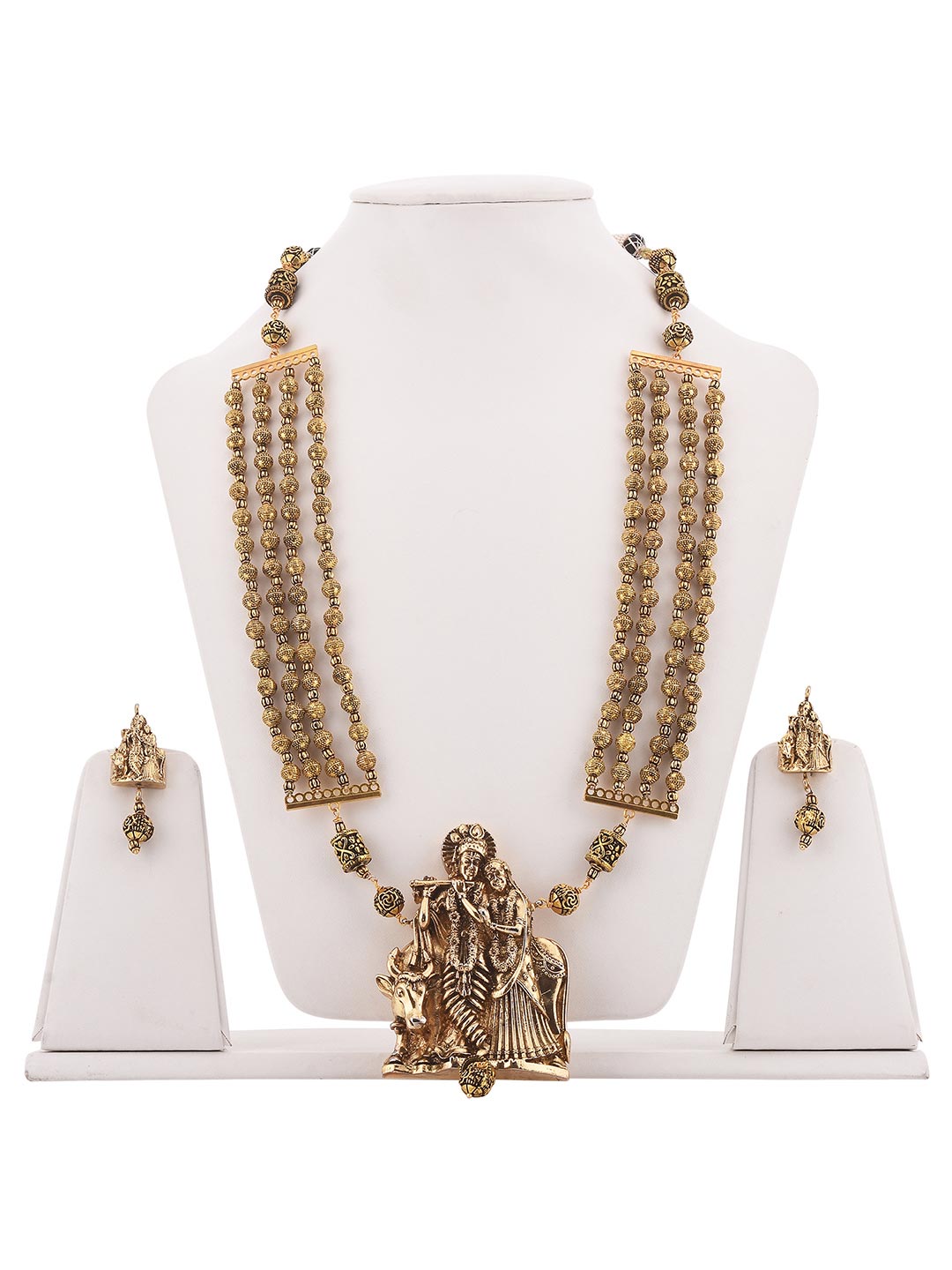 Golden Radhe Krishna Religious Necklace Set