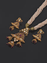 Traditional Kundan and Red Colored Stones With Pearls Necklace Set