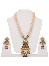Traditional Kundan and Red Colored Stones With Pearls Necklace Set