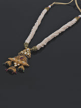 Traditional Kundan and Red Green Colored Stones With Pearls Necklace Set