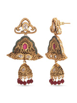 Traditional Kundan and Red Green Colored Stones With Pearls Necklace Set