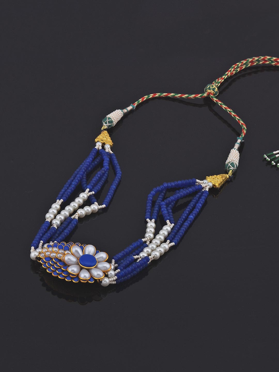 Blue White Stones Pacchi Work Choker Necklace Set