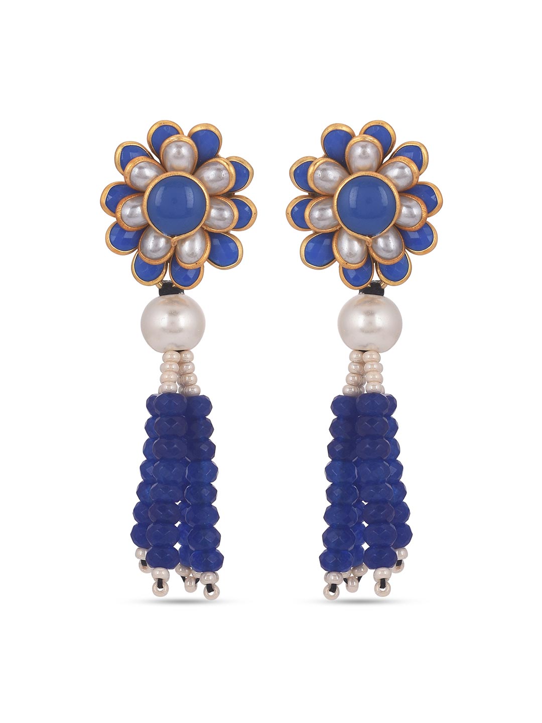 Blue White Stones Pacchi Work Choker Necklace Set