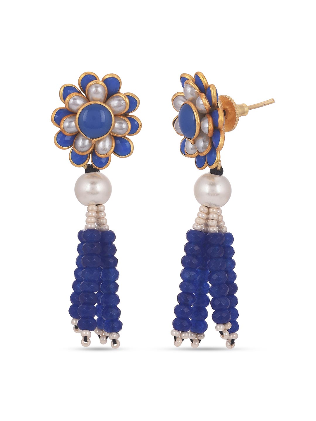 Blue White Stones Pacchi Work Choker Necklace Set