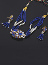 Blue White Stones Pacchi Work Choker Necklace Set