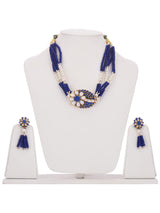 Blue White Stones Pacchi Work Choker Necklace Set