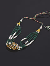 Green White Hand Made Pacchi Work Choker Necklace Set