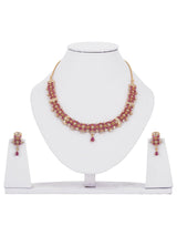 Floral Colored Stones Two Tone Plated Necklace Set