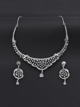 White Rhodium Plated American Diamonds Designer Necklace Set