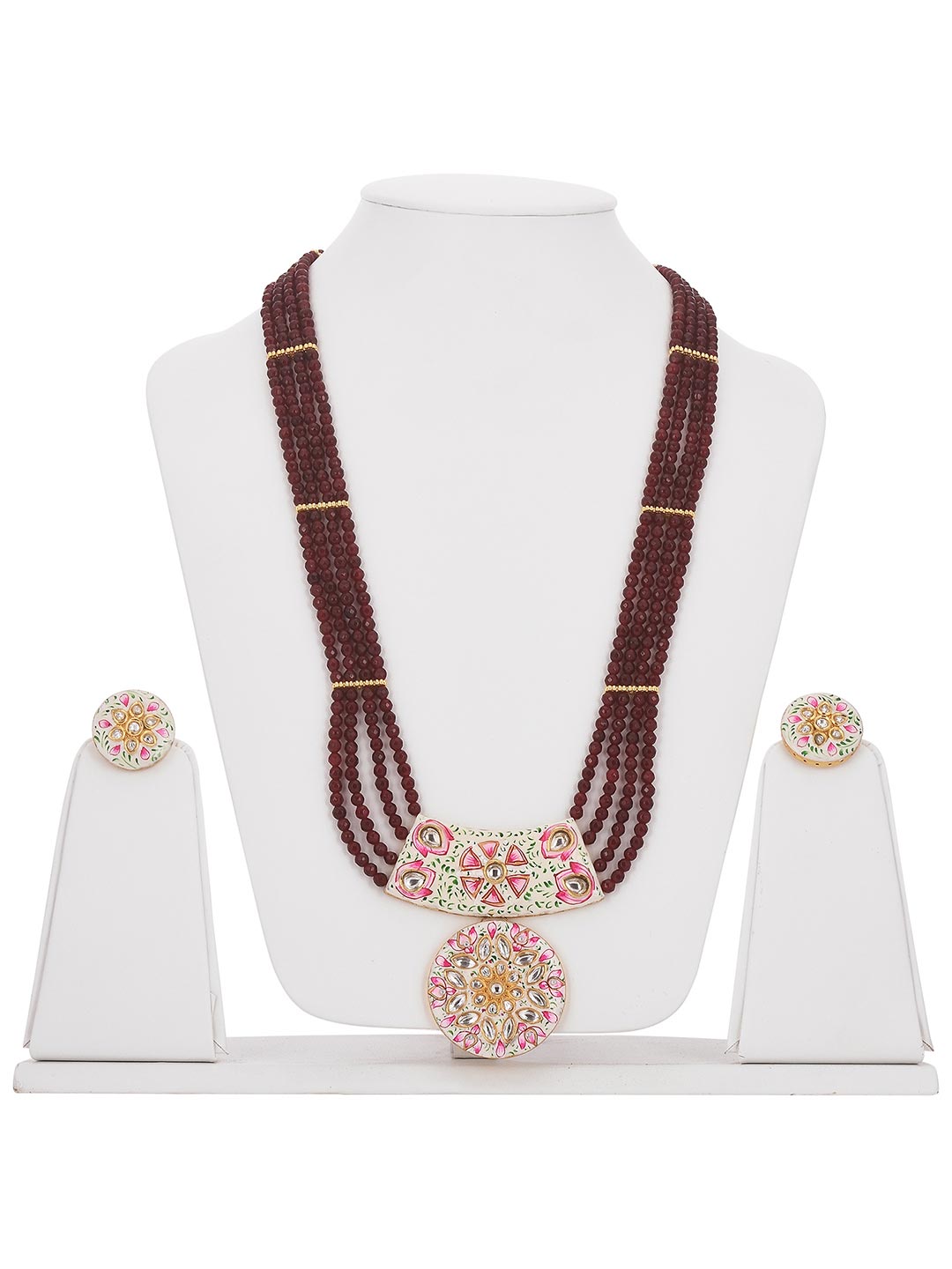 Floral Enamelled Designer Necklace Set