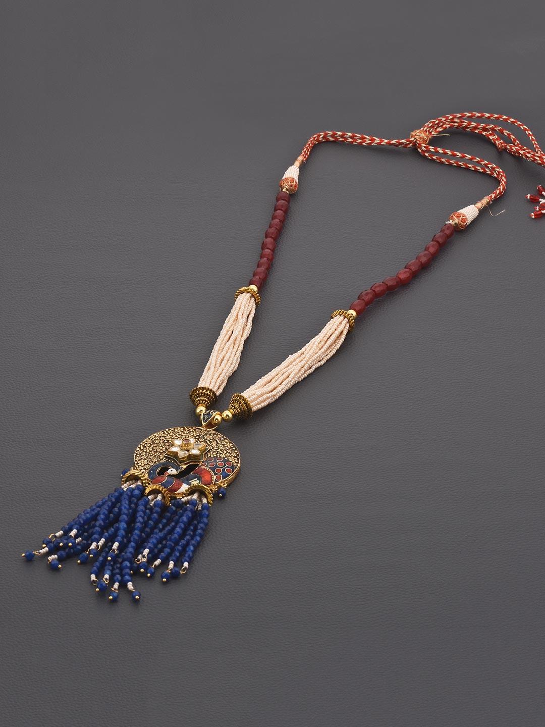 Peacock Enamelled Beaded Necklace Set