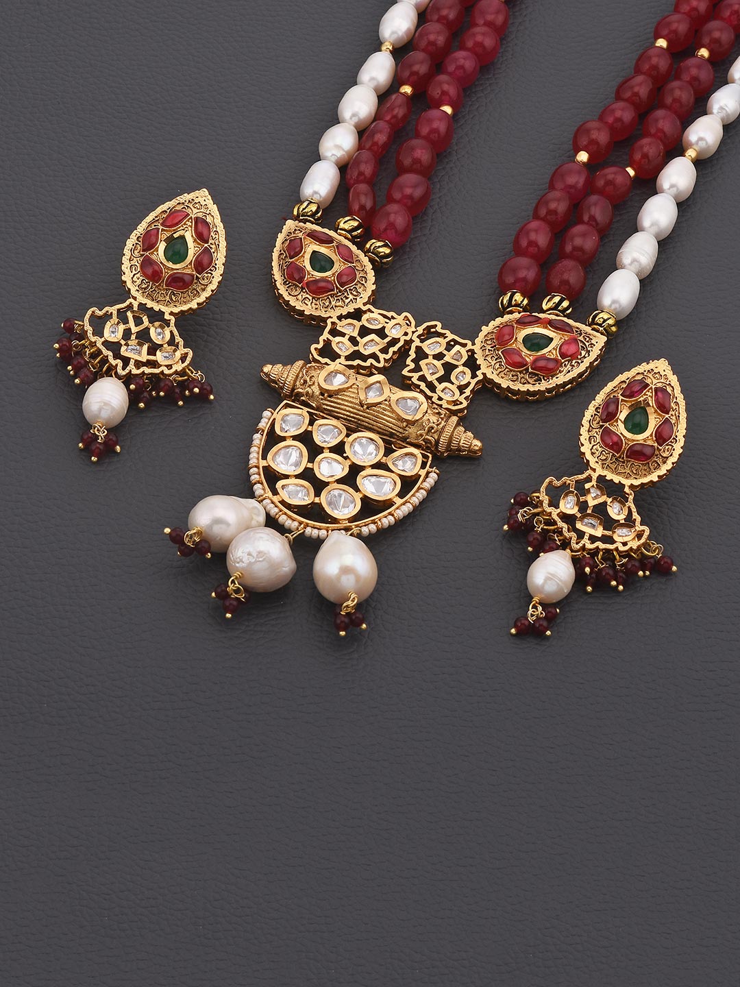 Traditional Kundan Meena Beaded Necklace Set