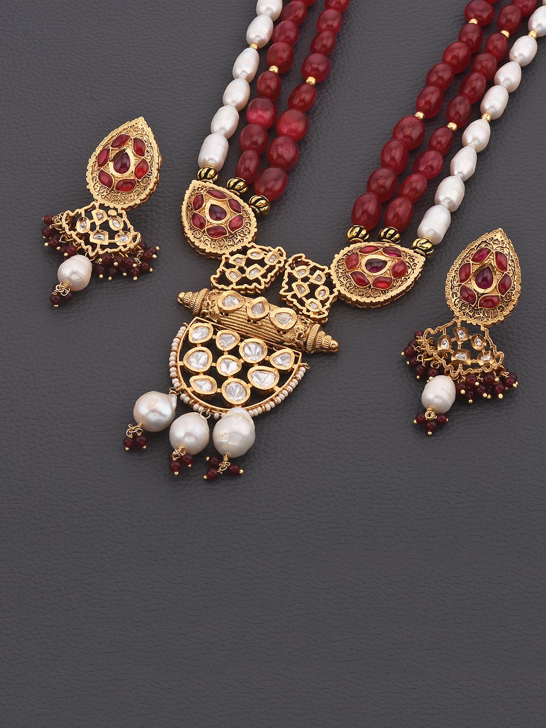 Traditional Kundan Meena Beaded Necklace Set