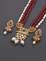 Traditional Kundan Meena Beaded Necklace Set