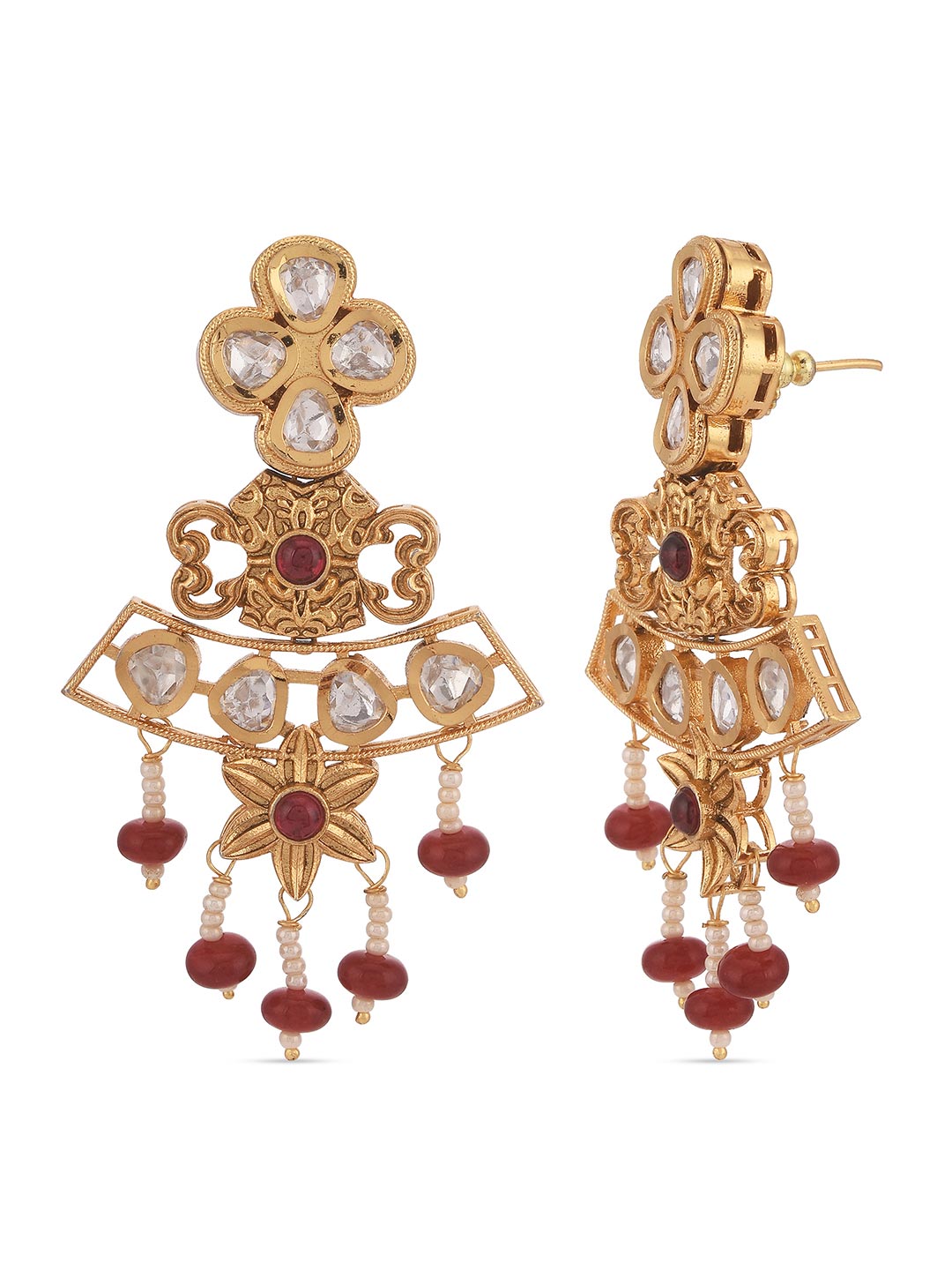 Traditional Kundan Meena Red Beads Designer Necklace Set