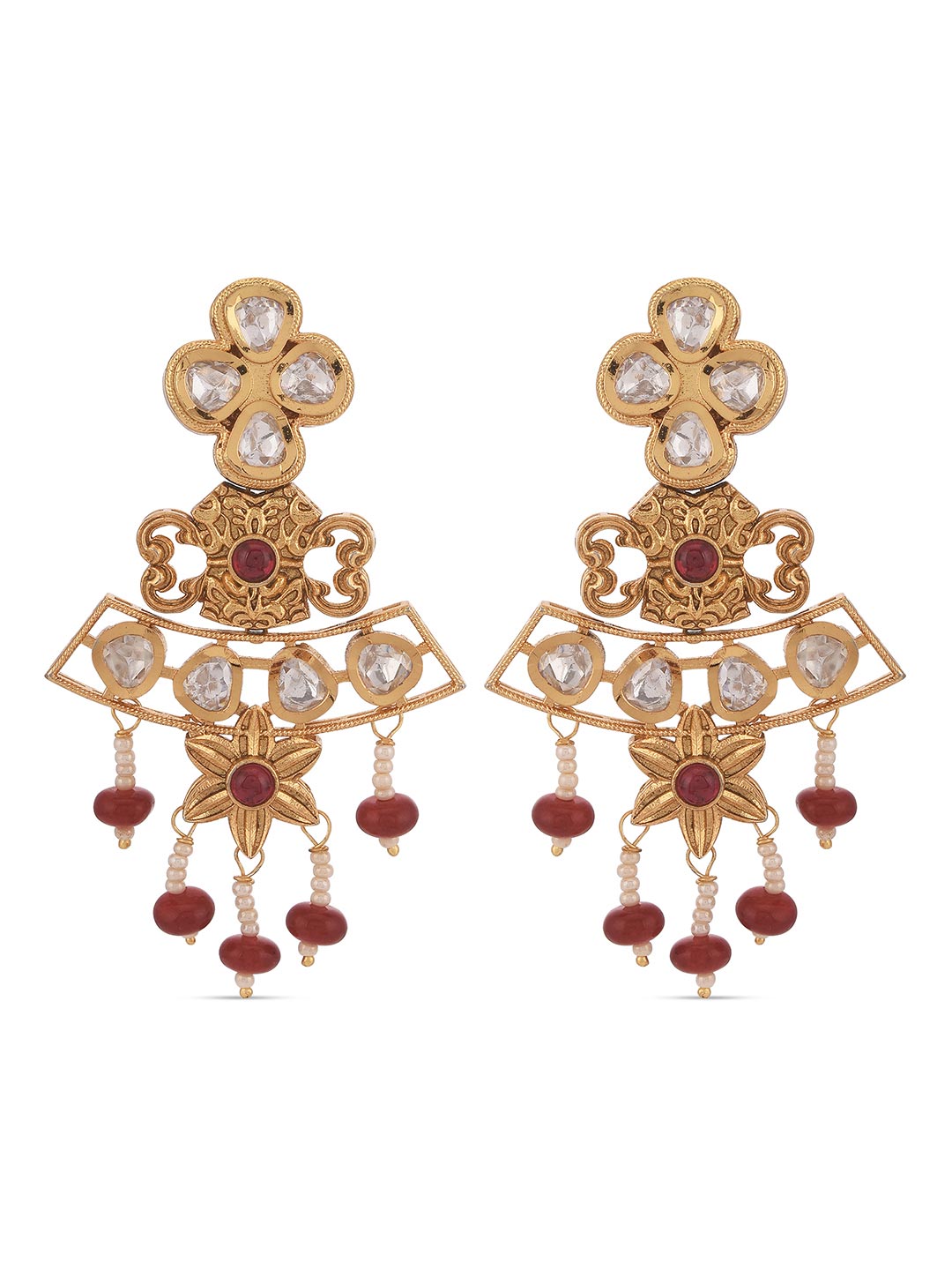 Traditional Kundan Meena Red Beads Designer Necklace Set