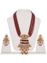 Traditional Kundan Meena Red Beads Designer Necklace Set