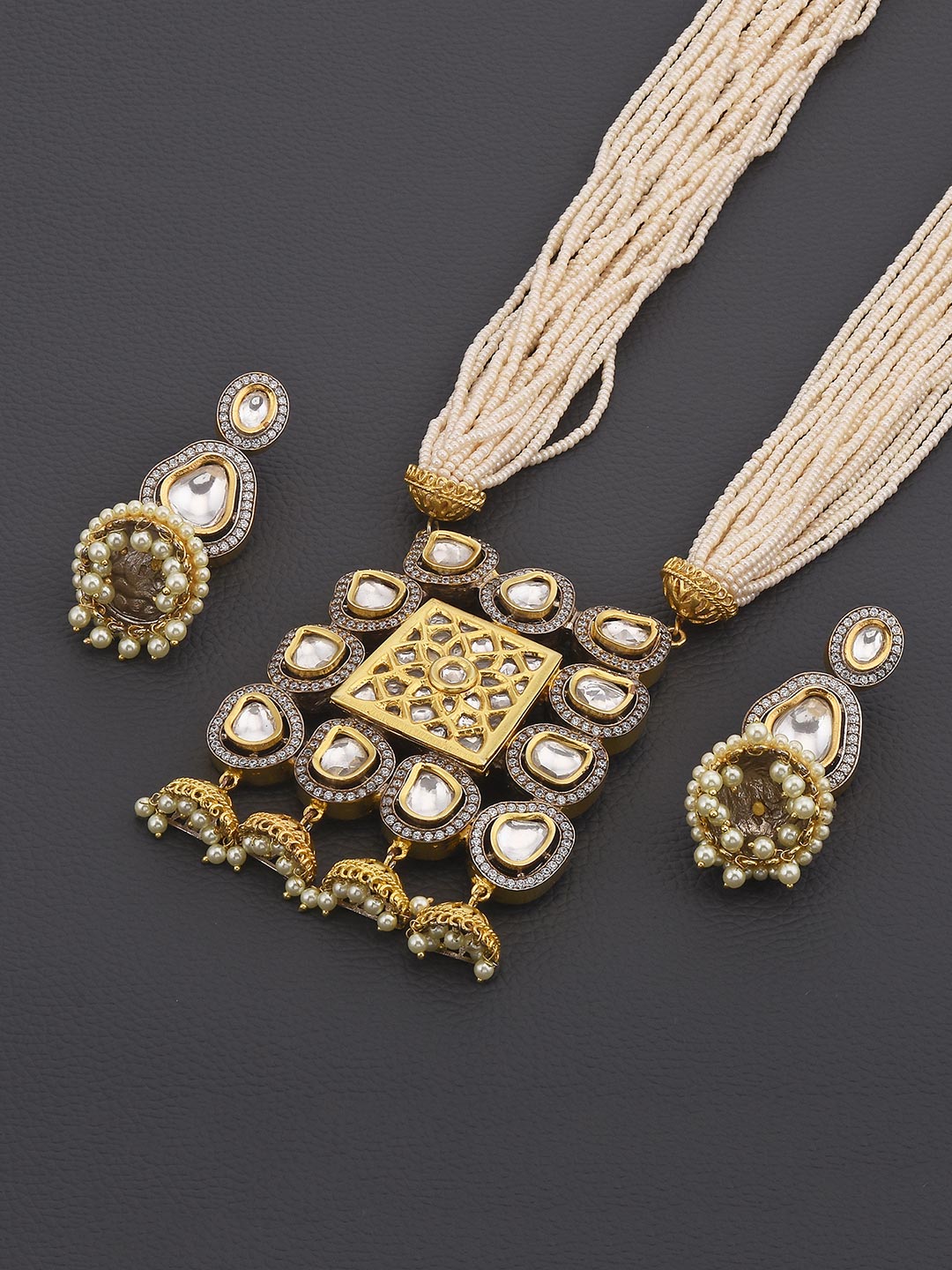 Traditional Pearls and Kundan Polki Necklace Set
