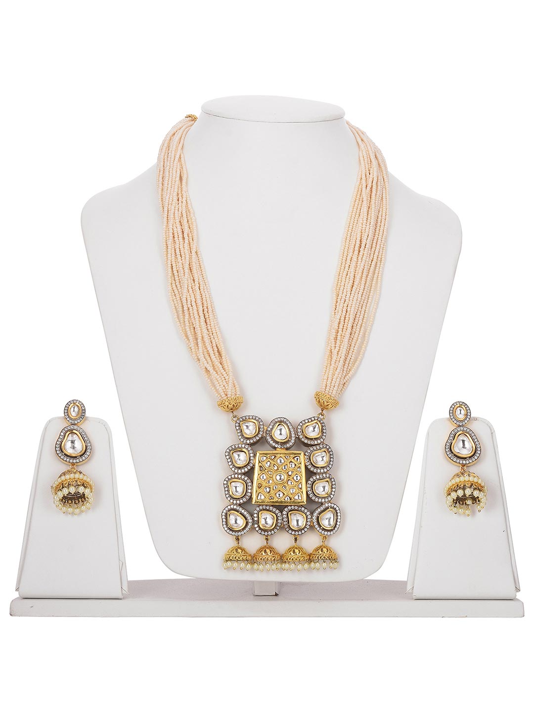 Traditional Pearls and Kundan Polki Necklace Set