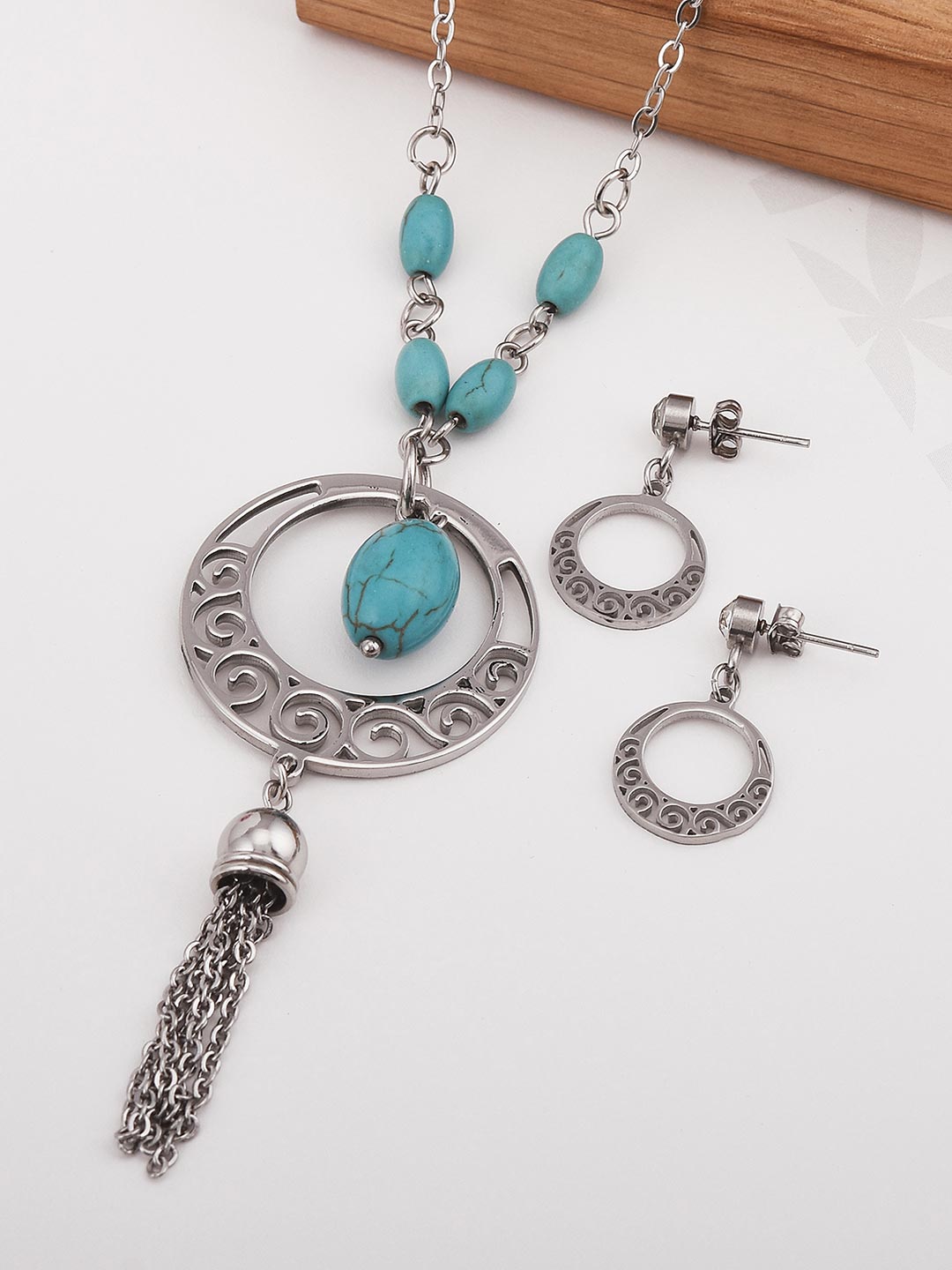 Western Style Tassel Chains Necklace Set