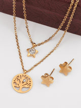 Stars and Tree Circle Chains Necklace Set