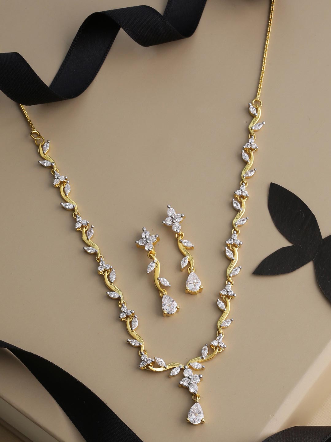 Multi Colored Stones Single Stranded Necklace Set